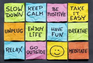 lifestyle reminders on colorful sticky notes